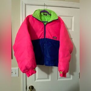 CB SPORT REVERSIBLE PUFFER JACKET (LIME GREEN/PINK) Vintage 90’s M/L